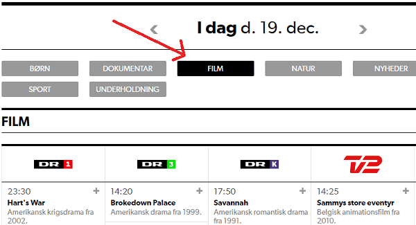 Oversigt over film i aften