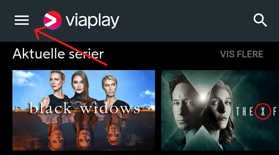 Viaplay menu